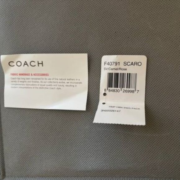 NWT Coach SCARO Swing Pack Crossbody Bag Camel Rose Wool Tweed Zip - Picture 6 of 6